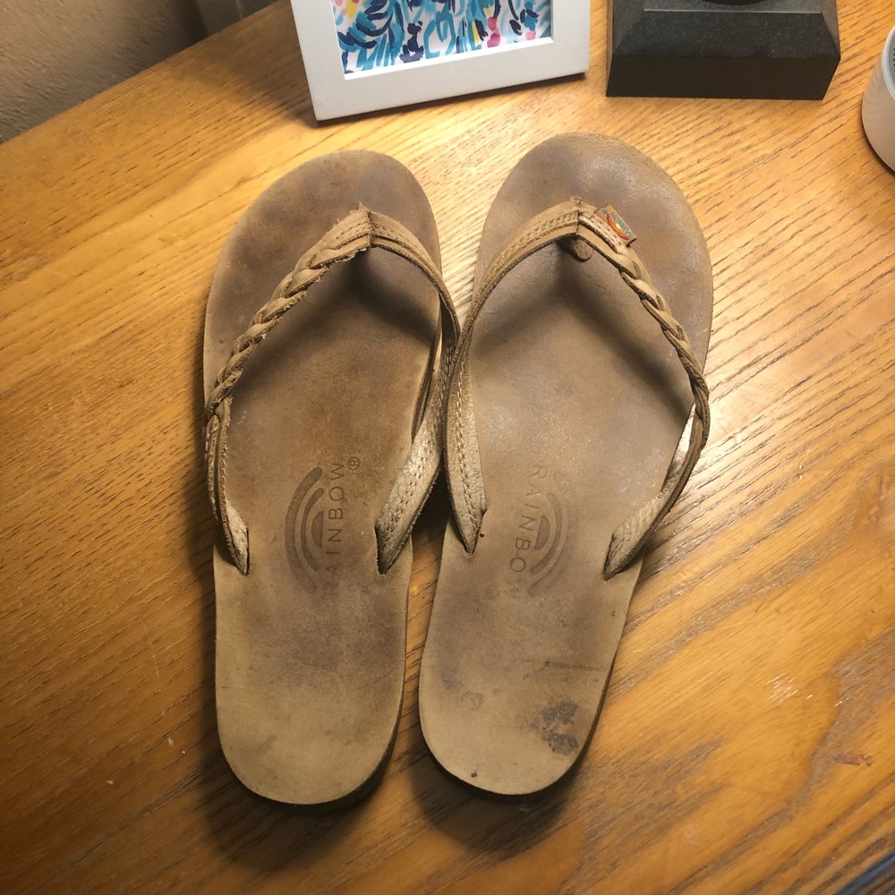 Rainbow flip flops